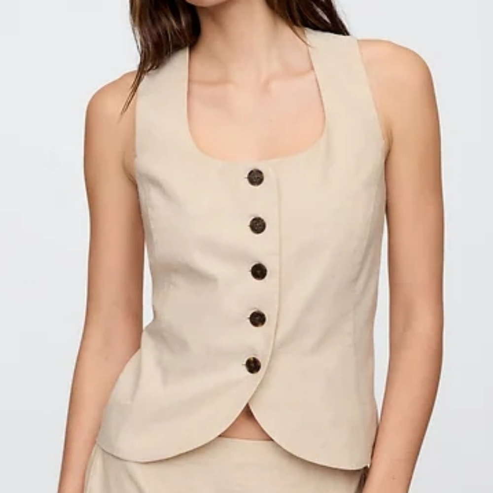 NWT - GAP Linen Blend Scoopneck "Flax Linen" Vest - Size XXL
